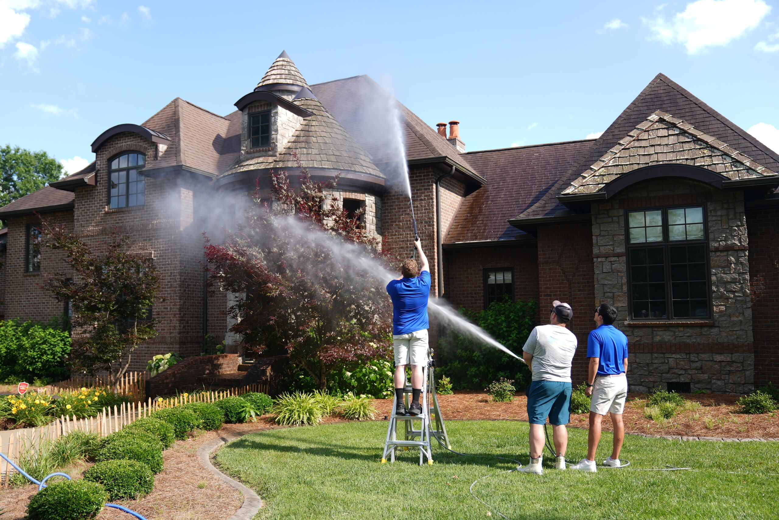 Professional pressure washing at a Virginia Beach home